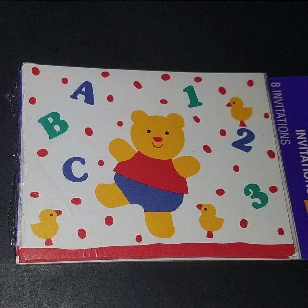 NEW Baby Shower Invitations (8 pack) Teddy Bear ABC 123 Party Express Unisex